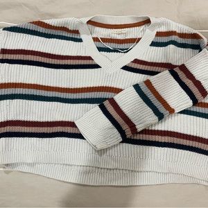 LA Hearts V Neck Striped Sweater